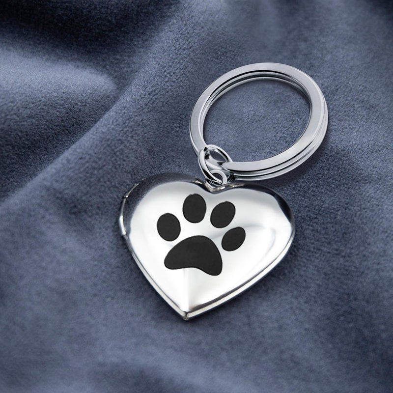 PHOCKSIN Dog Paw Locket Keychain Silver Heart Photo Locket Keychains for Women Girls Lovely Gifs for Christmas - Image 4